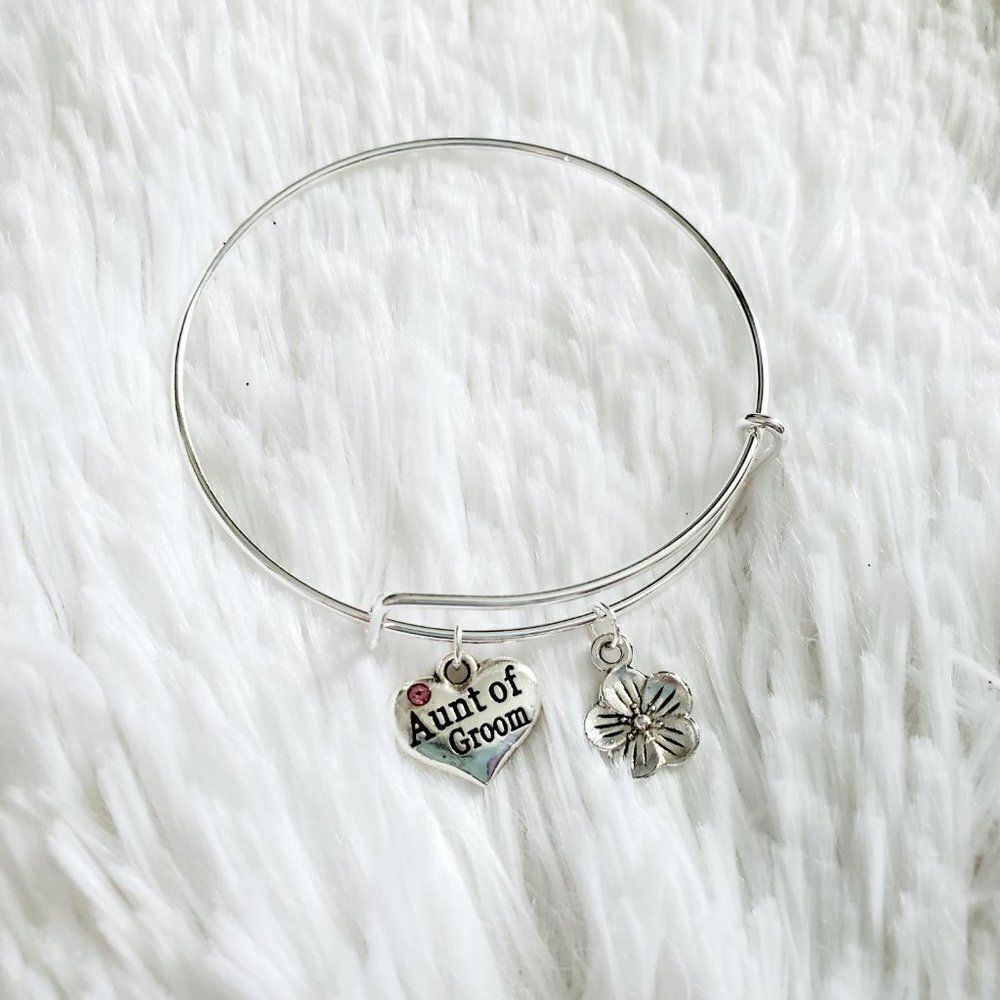 Aunt of Groom Wedding Charm Bracelet, Wedding Jewelry